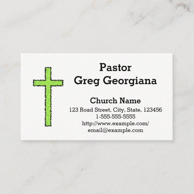 Rough-Looking Green & Black Cross Business Card (Front)