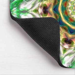 Rough metal aqua blue and green texture mandala    mouse mat