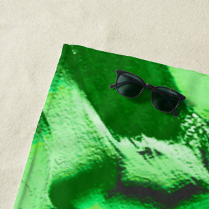 Rough metallic green dunes drawing beach towel
