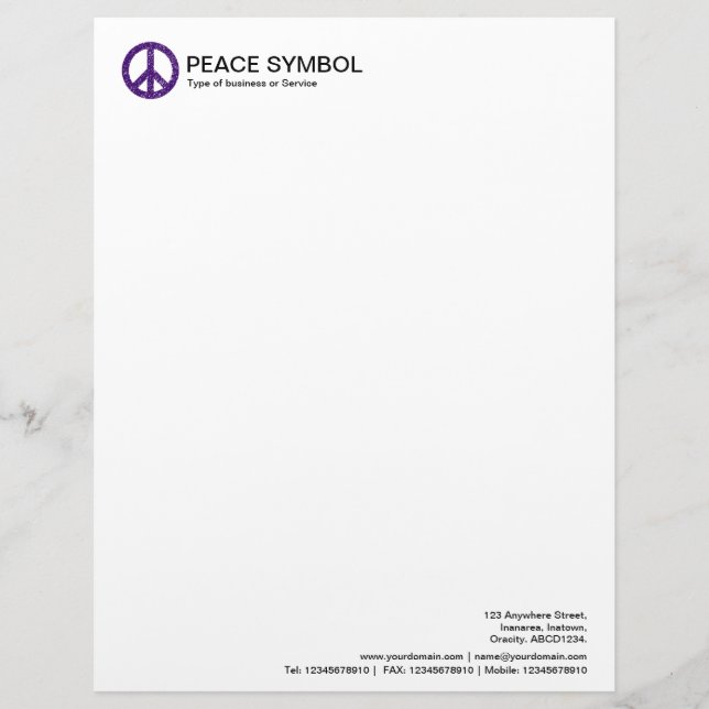 Rough Peace - Deep Purple Letterhead Template (Front)