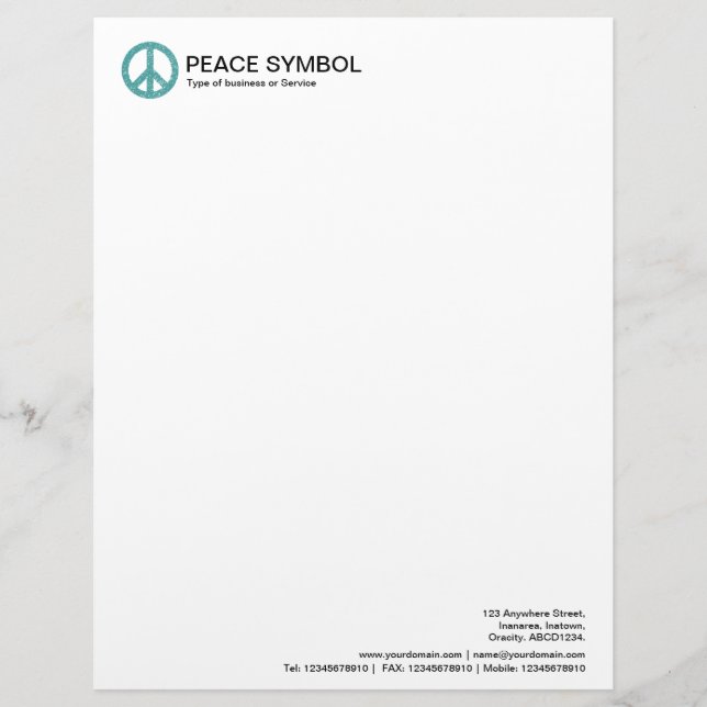 Rough Peace - Ocean Green Letterhead Template (Front)