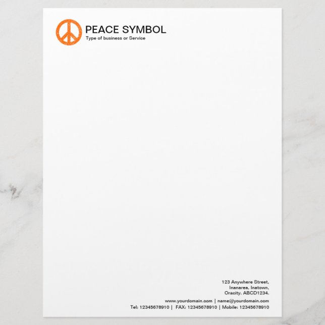 Rough Peace - Orange Personalized Letterhead (Front)