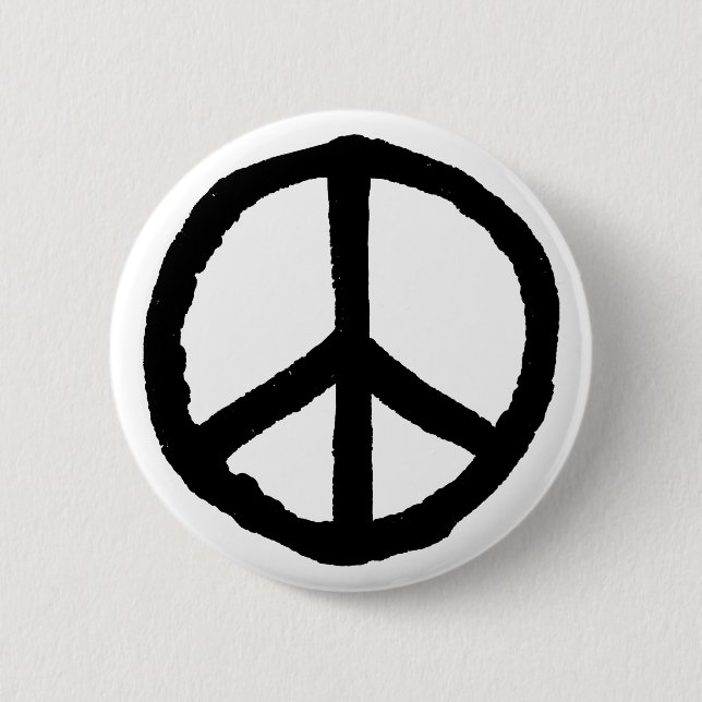 Rough Peace Symbol 6 Cm Round Badge (Front)