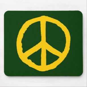 Rough Peace Symbol - Amber on Dark Green Mouse Mat