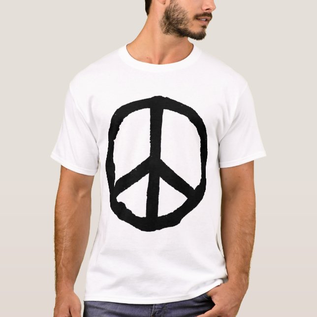 Rough Peace Symbol - Black T-Shirt (Front)