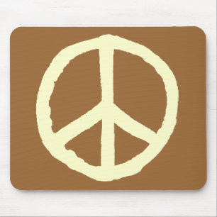 Rough Peace Symbol - Cream on Brown Mouse Mat