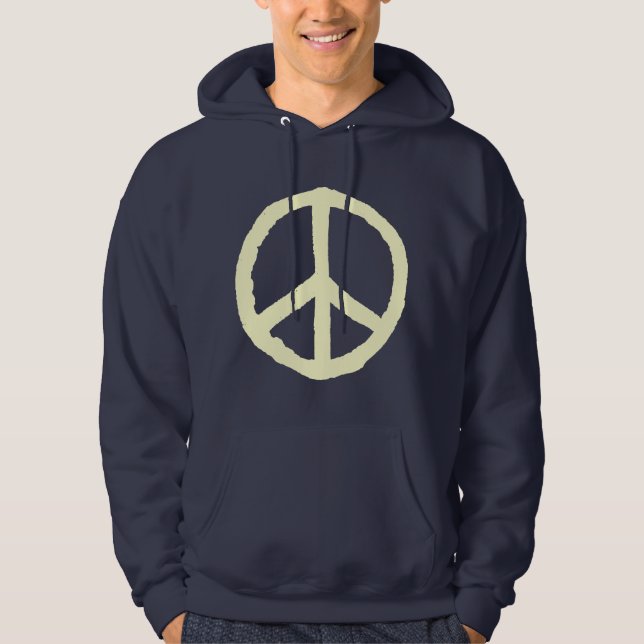 Rough Peace Symbol - Cream on Dark Hoodie (Front)