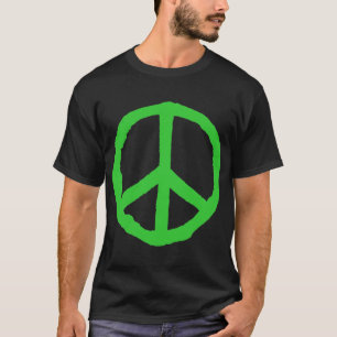 Rough Peace Symbol - Green on Dark T-Shirt