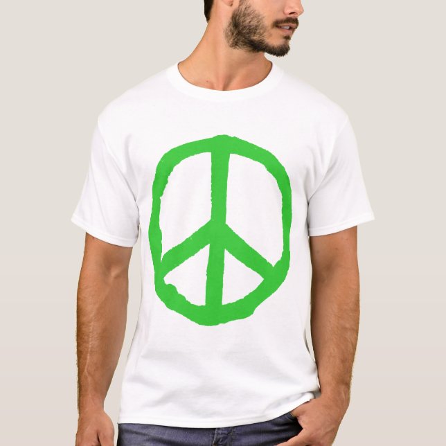 Rough Peace Symbol - Green T-Shirt (Front)