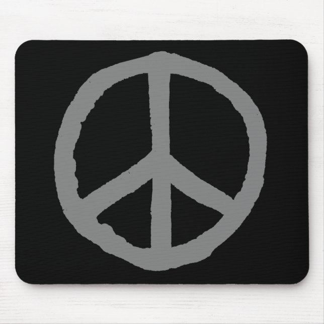Rough Peace Symbol - Grey on Black Mouse Mat (Front)