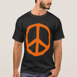 Rough Peace Symbol - Orange on Dark T-Shirt