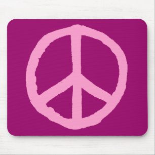 Rough Peace Symbol - Pink on Dark Pink Mouse Mat