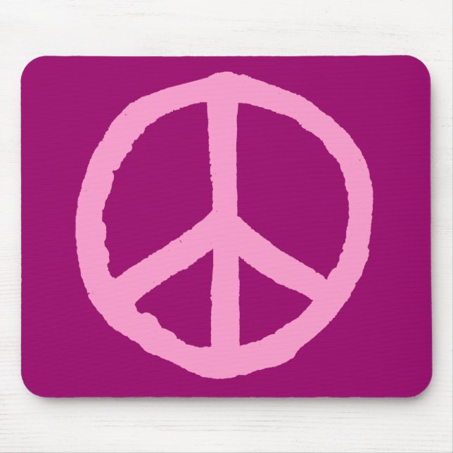 Rough Peace Symbol - Pink on Dark Pink Mouse Mat (Front)