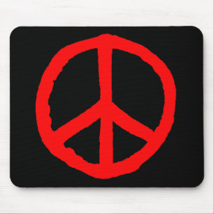 Rough Peace Symbol - Red on Black Mouse Mat