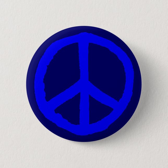 Rough Peace Symbol - Shades of Blue 6 Cm Round Badge (Front)