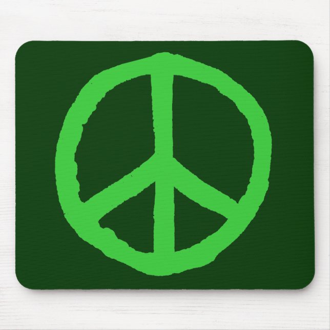 Rough Peace Symbol - Shades of Green Mouse Mat (Front)