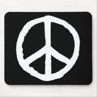 Rough Peace Symbol - White on Black