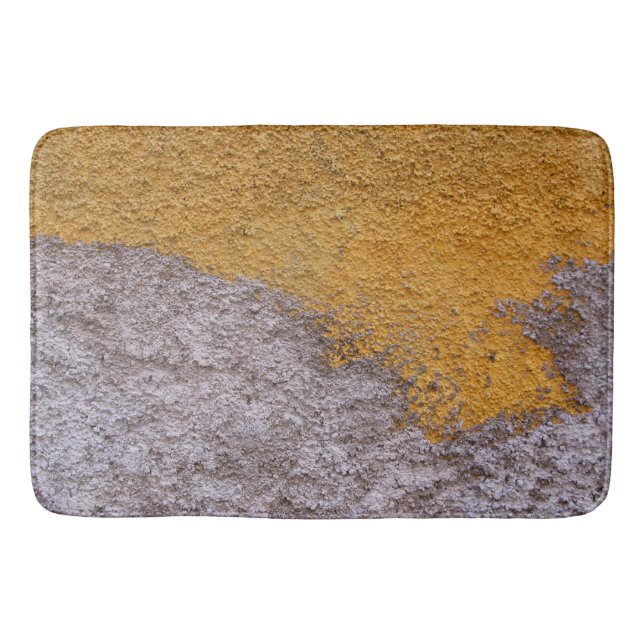 Rough Raw Beton Construction Wall Yelllow Grey Bath Mat (Front)