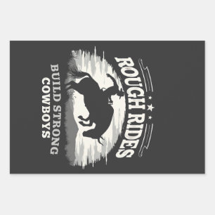 Rough Rides Build Strong Cowboys Western Wrapping Paper Sheet