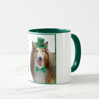 Rough Sable Collie St. Patrick's Mug