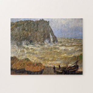 Rough Sea at Etretat Monet Fine Art Jigsaw Puzzle