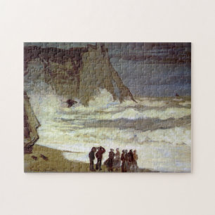 Rough Sea at Etretat Monet Fine Art Jigsaw Puzzle