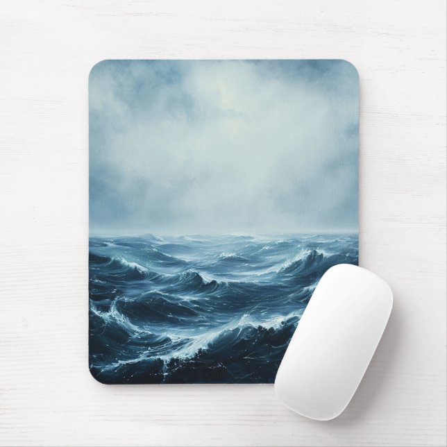 Rough Seas Ocean Waves Mouse Mat (With Mouse)