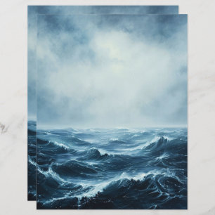 Rough Seas Ocean Waves Scrapbook Paper