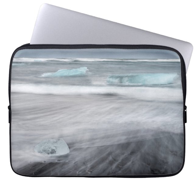 Rough Seascape with ice, iceland Laptop Sleeve (Front)