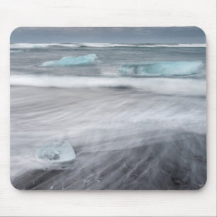 Rough Seascape with ice, iceland Mouse Mat