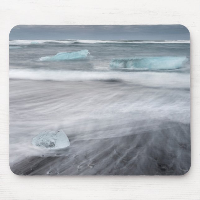 Rough Seascape with ice, iceland Mouse Mat (Front)