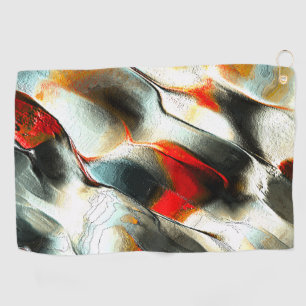 Rough silvery rock over burning ember, intensity golf towel