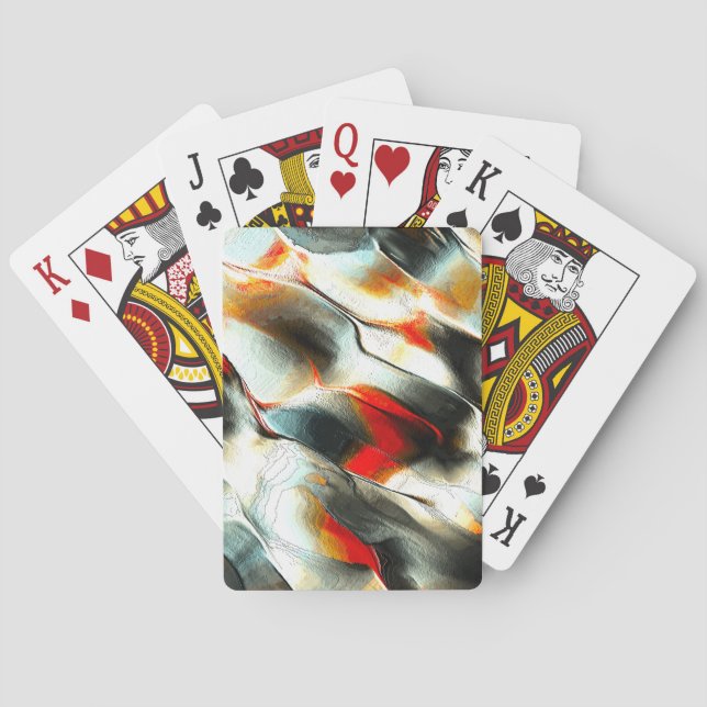 Rough silvery rock over burning ember, intensity playing cards (Back)