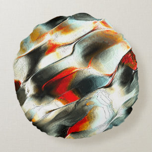 Rough silvery rock over burning ember, intensity round cushion