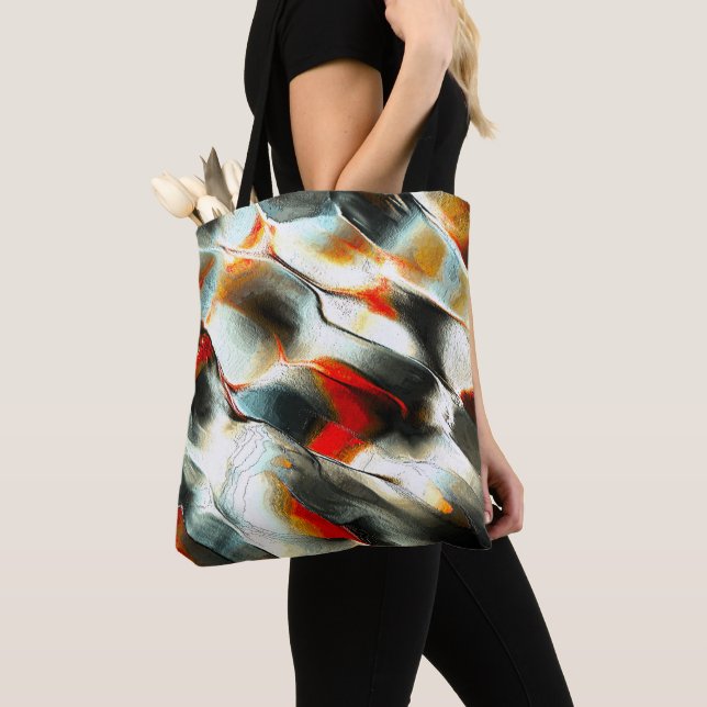 Rough silvery rock over burning ember, intensity tote bag (Close Up)