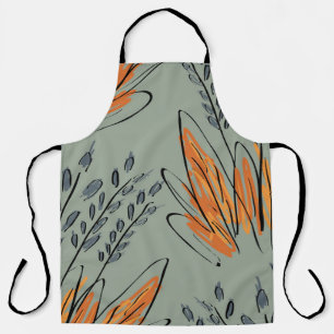 Rough Sketched Grass Ethnic Design Apron
