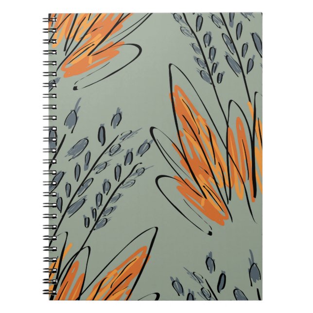 Rough Sketched Grass Ethnic Design Notebook (Front)