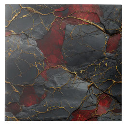 Rough Slate Texture Gold Veins Tile