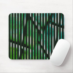 Rough stripes over green stained abstract design mouse mat