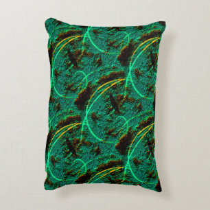 Rough texture dark green cyan with brown craters decorative cushion