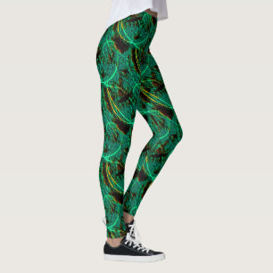 Rough texture dark green cyan with brown craters leggings