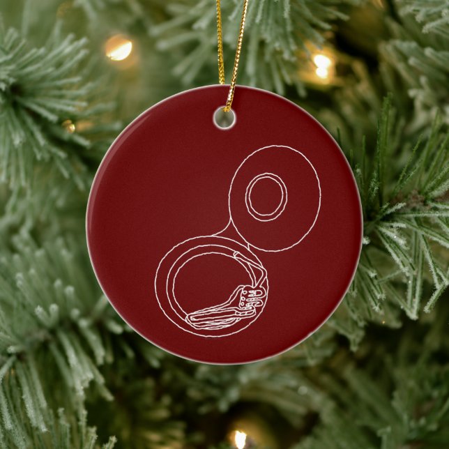 Rough Tuba Drawing Ceramic Tree Decoration (Tree)