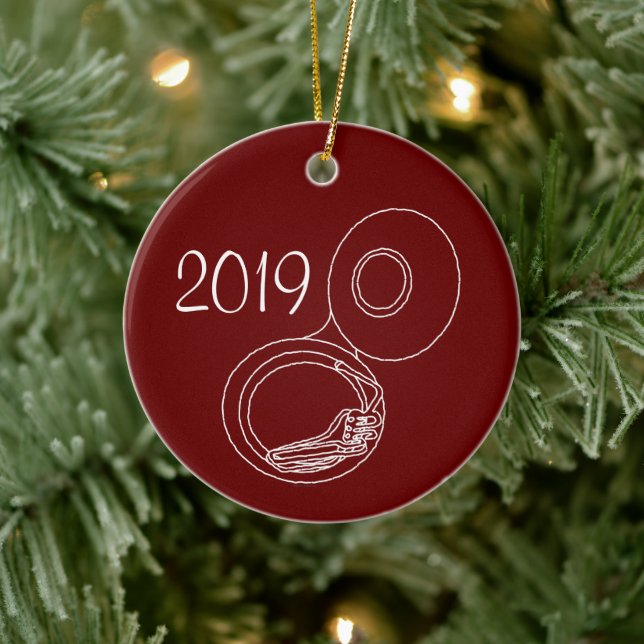 Rough Tuba Drawing Ceramic Tree Decoration (Tree)