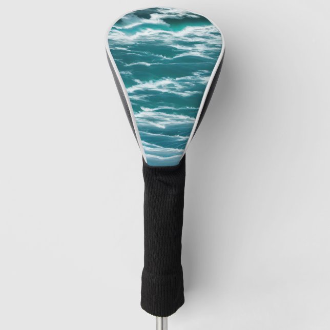 Rough Waters Turquoise Ocean Waves Golf Head Cover (Front)