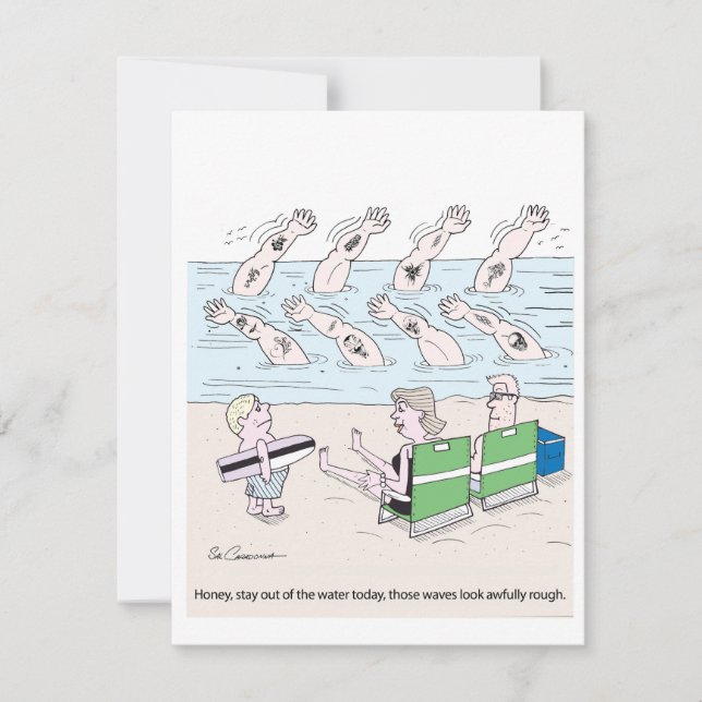 Rough Waves Summer Vacation Holiday Card (Front)