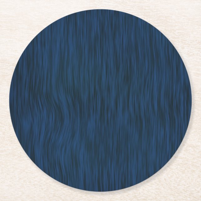 Rough Wood Grain Look Background Deep Blue Round Paper Coaster (Front)