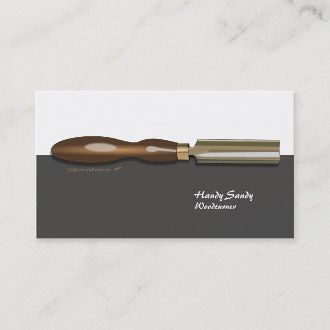 Roughing Gouge Woodturning Blk White Business Card (Front)