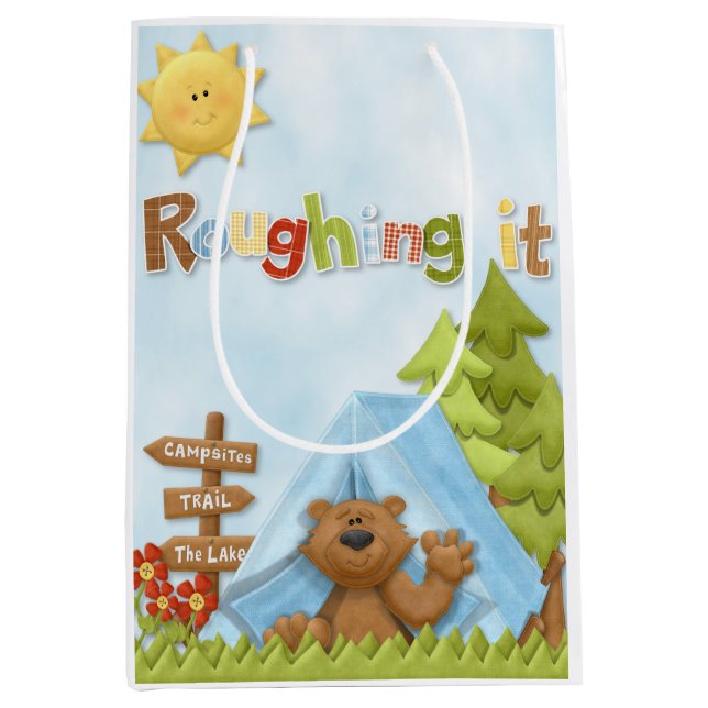 Roughing It Camping Bear and Tent Gift Bag (Front)