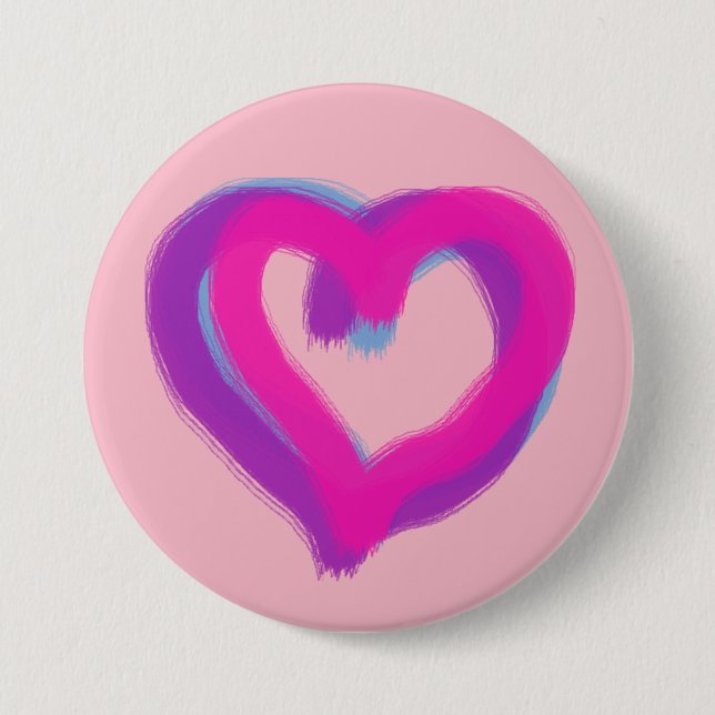 Roughly Drawn Hearts on Custom Pink Colour 7.5 Cm Round Badge (Front)
