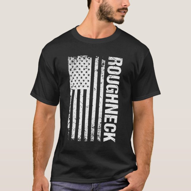 Roughneck American Flag Oilfield T-Shirt (Front)